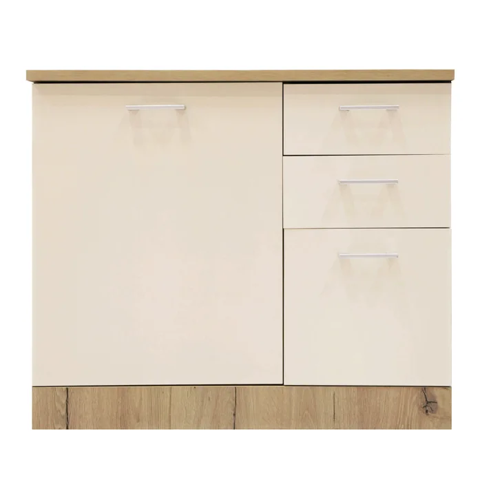 Corp inferior bucatarie Smart 1000, cu blat, stejar A458 + crem mat, 100 x 60 x 85 cm, 2 - imagine 2