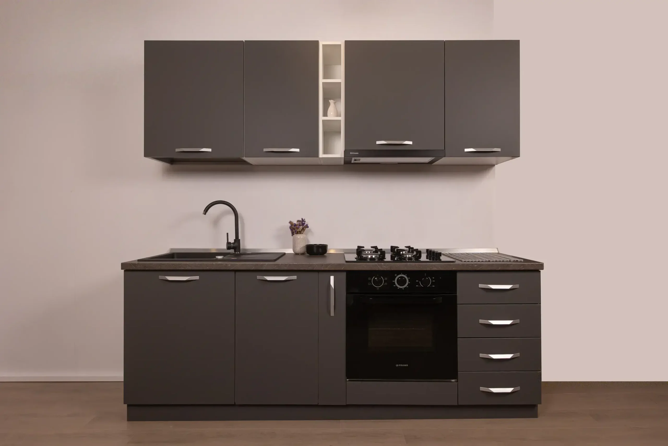 Bucătărie Modulară Completă Compact 3 – Design Urban & Contrast Antracit - imagine 2