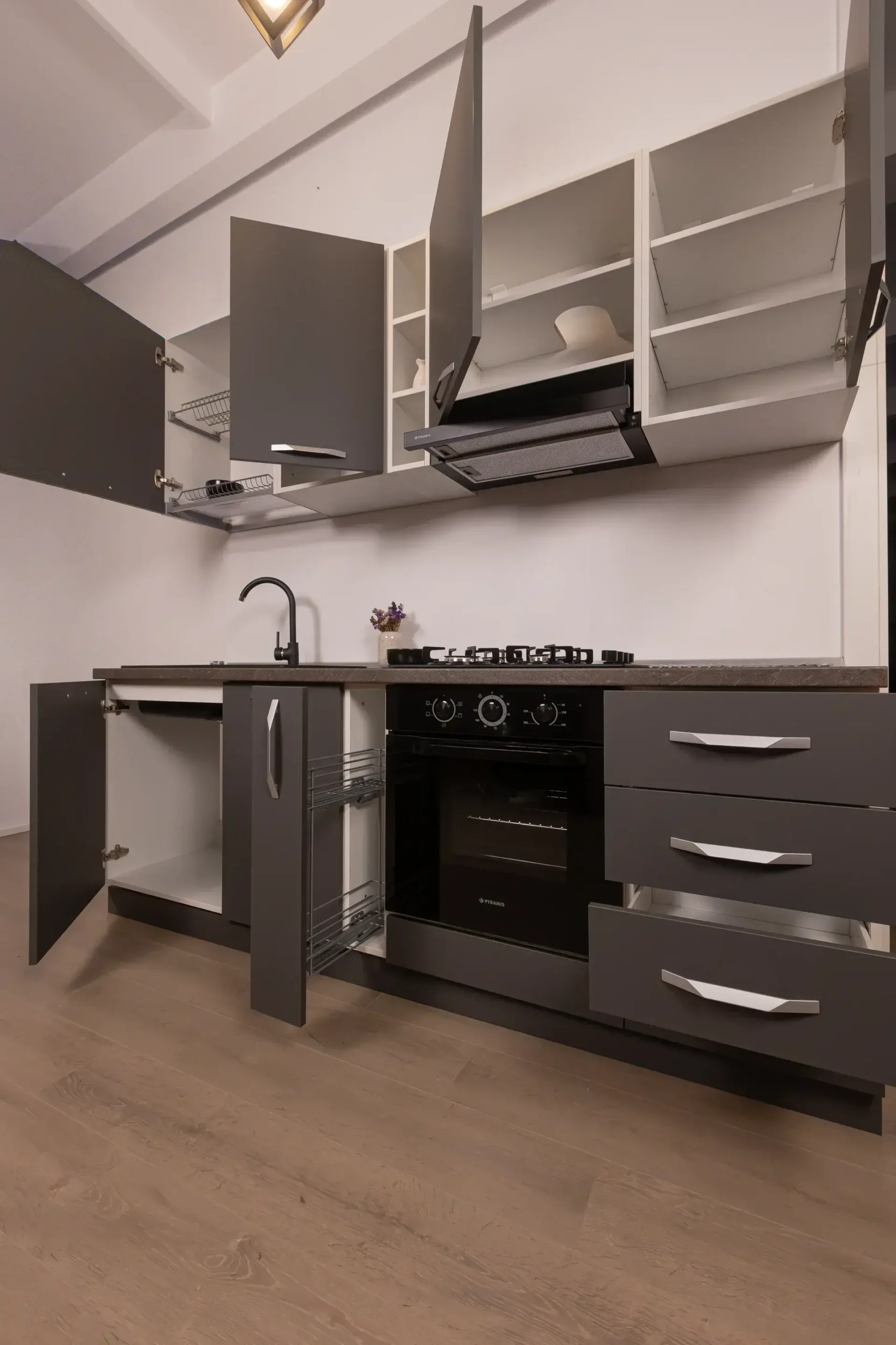 Bucătărie Modulară Completă Compact 3 – Design Urban & Contrast Antracit - imagine 12