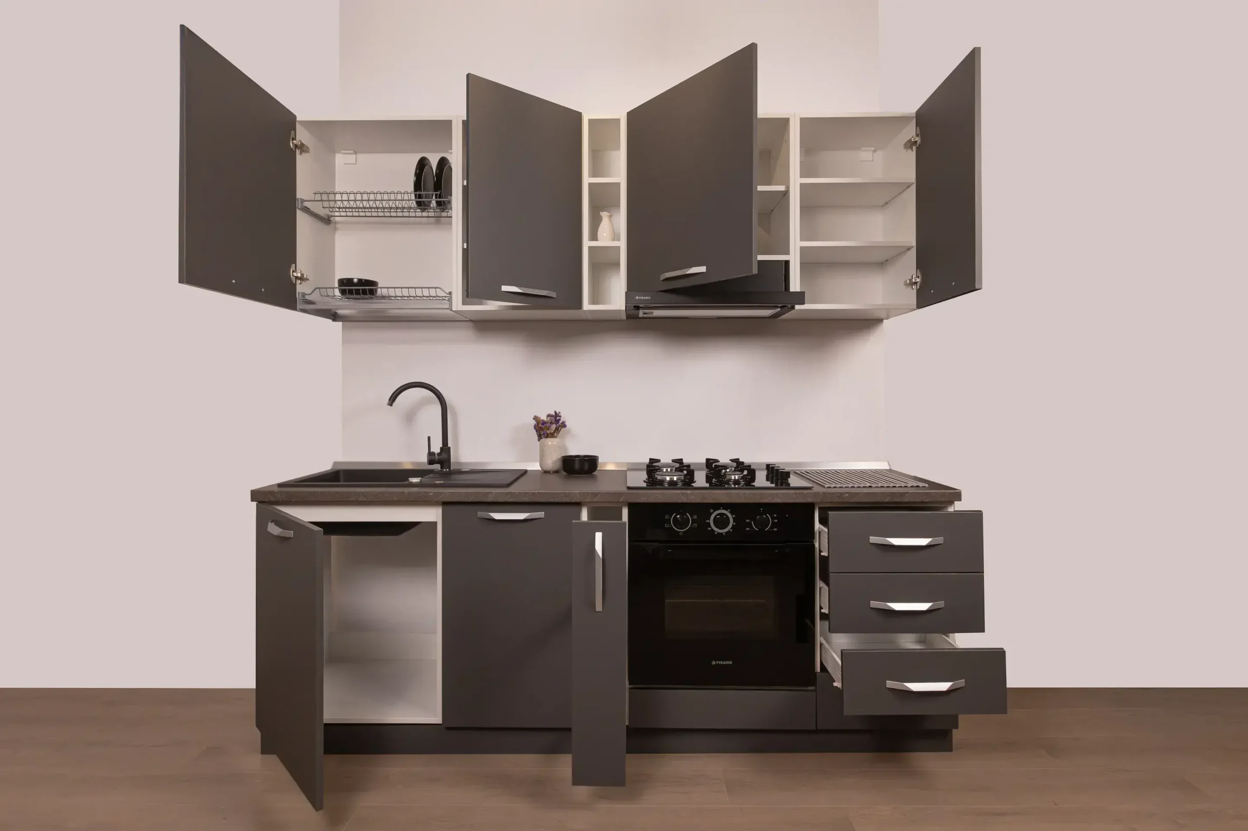 Bucătărie Modulară Completă Compact 3 – Design Urban & Contrast Antracit - imagine 25