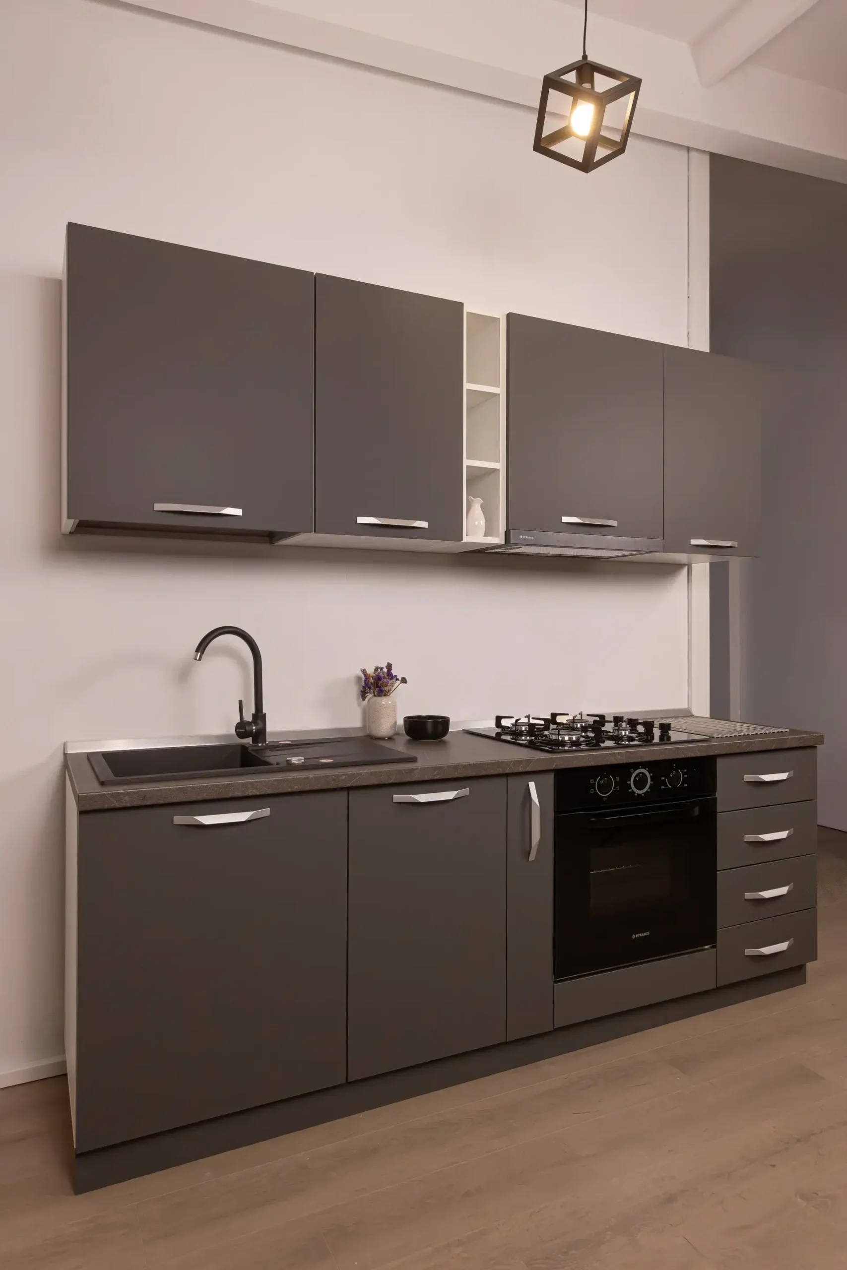 Bucătărie Modulară Completă Compact 3 – Design Urban & Contrast Antracit - imagine 3