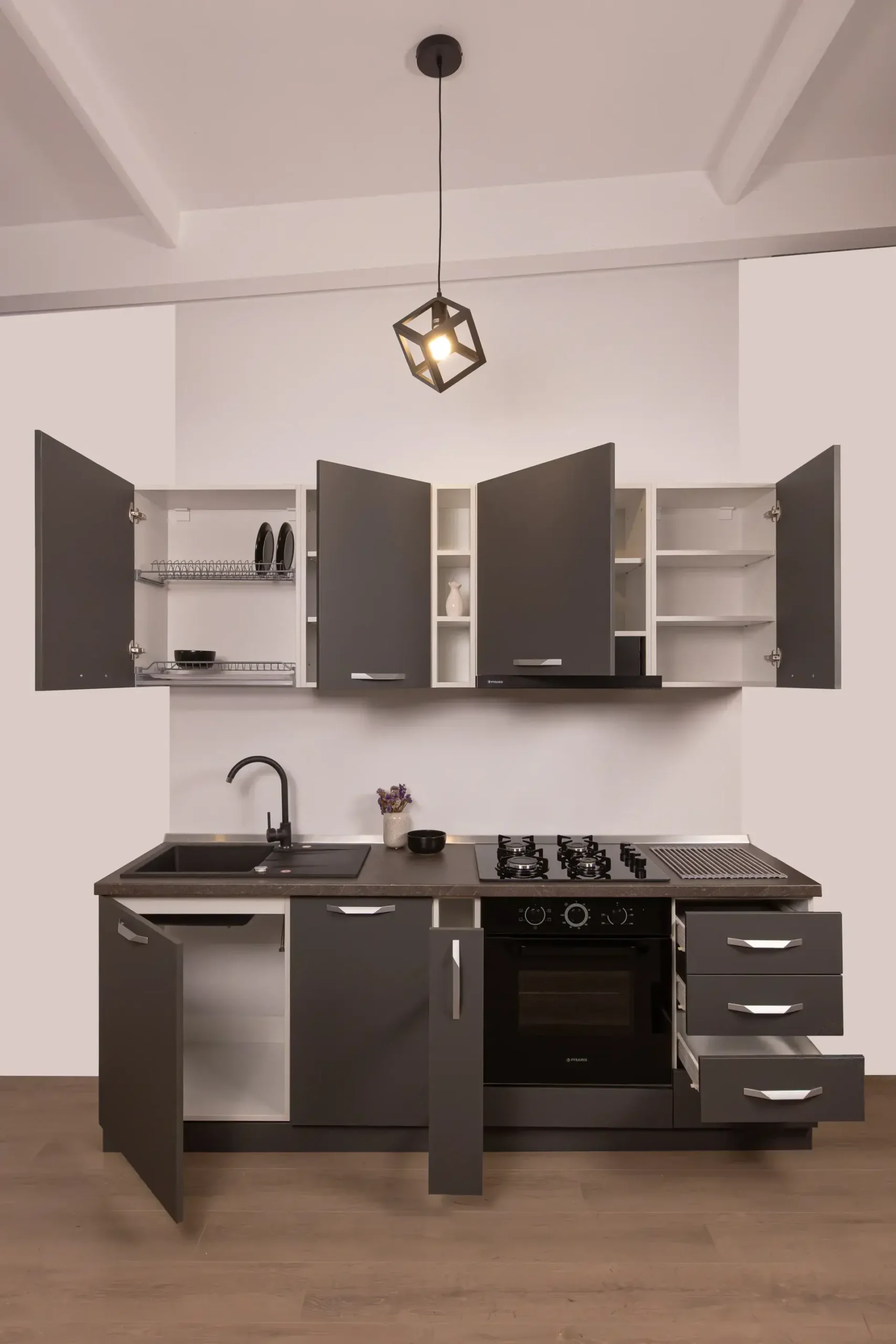 Bucătărie Modulară Completă Compact 3 – Design Urban & Contrast Antracit - imagine 24