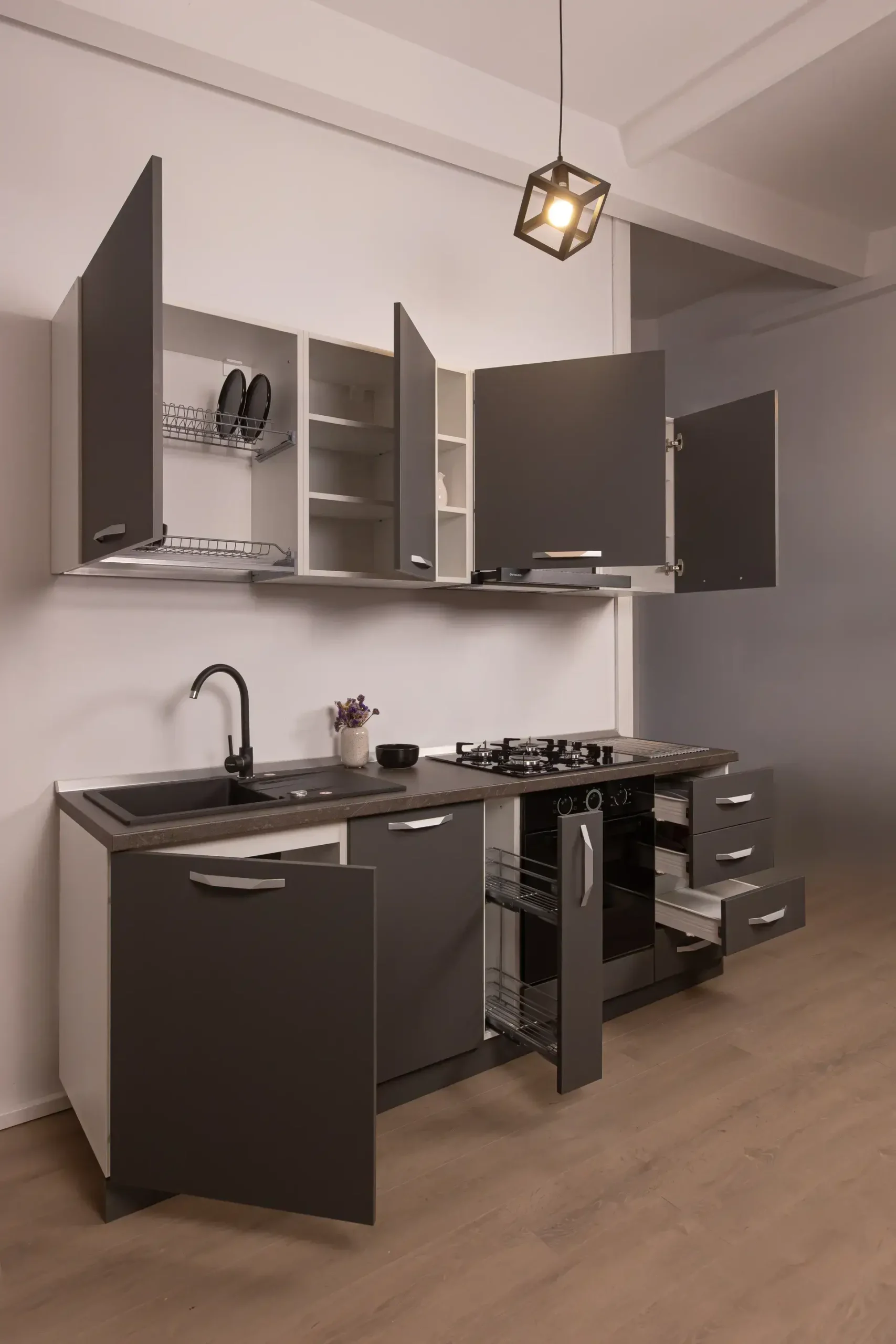 Bucătărie Modulară Completă Compact 3 – Design Urban & Contrast Antracit - imagine 23
