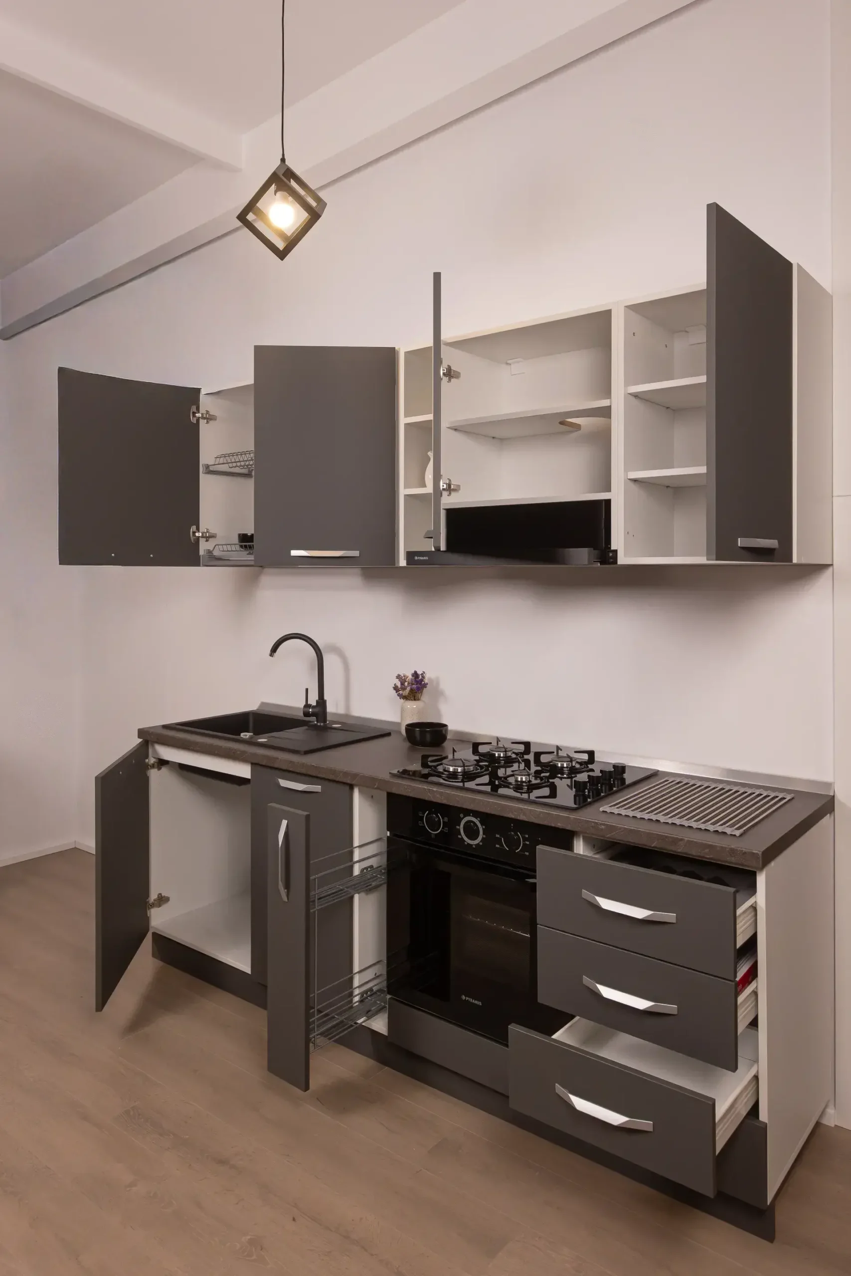 Bucătărie Modulară Completă Compact 3 – Design Urban & Contrast Antracit - imagine 19
