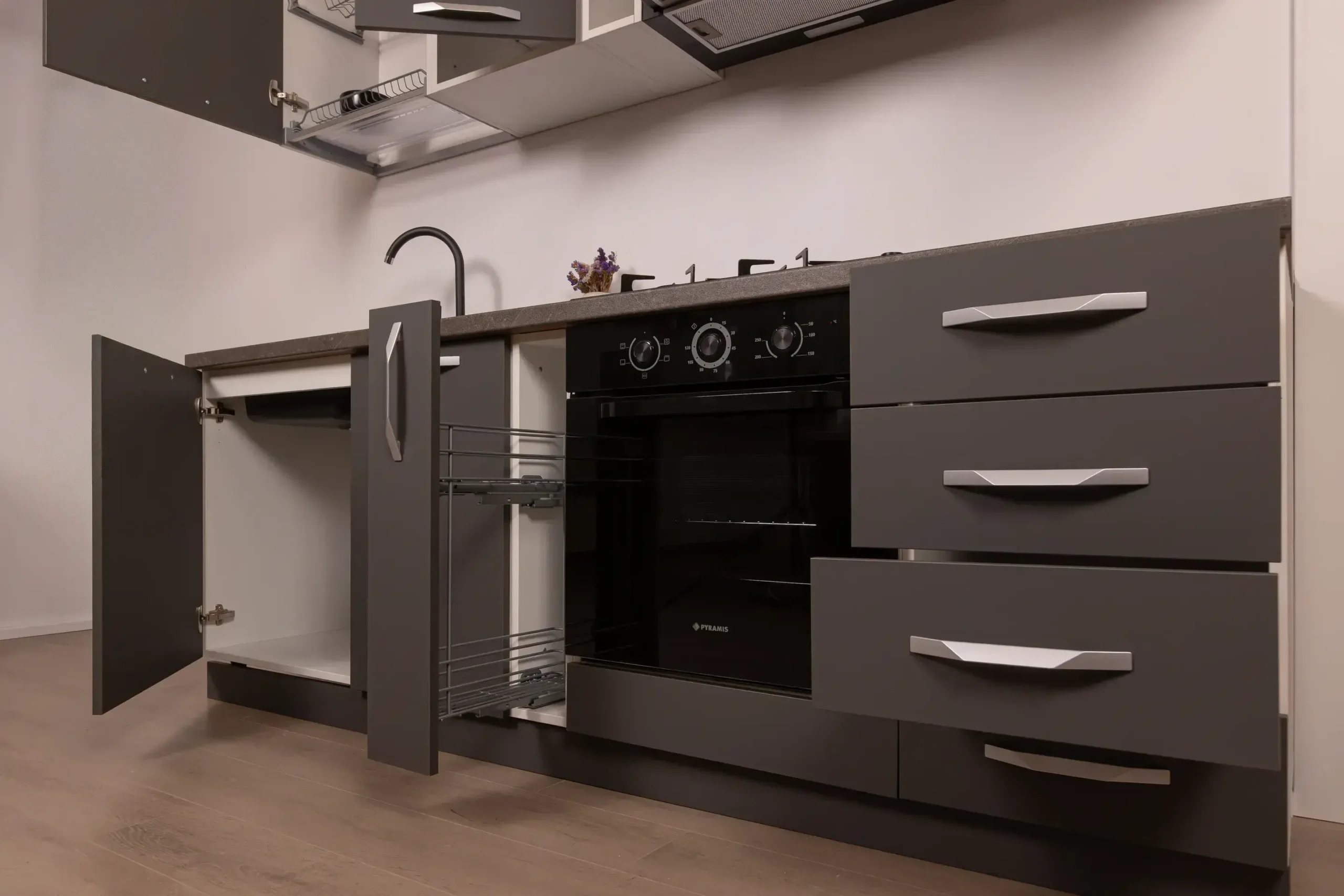 Bucătărie Modulară Completă Compact 3 – Design Urban & Contrast Antracit - imagine 21