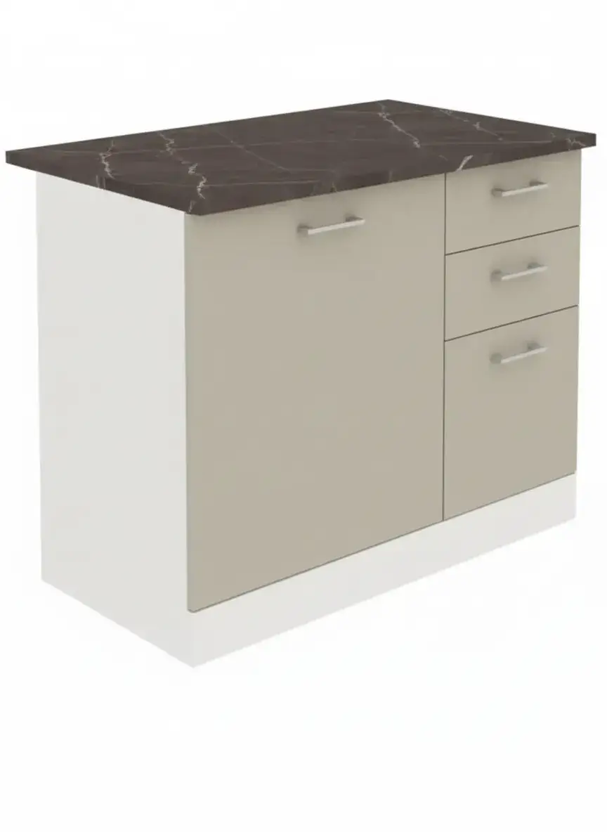 Corp inferior bucatarie Smart 1000, cu blat, stejar A458 + crem mat, 100 x 60 x 85 cm, 2 - imagine 8