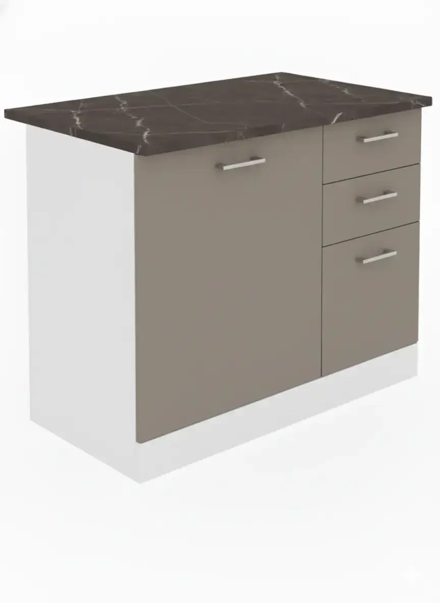 Corp inferior bucatarie Smart 1000, cu blat, stejar A458 + crem mat, 100 x 60 x 85 cm, 2 - imagine 9